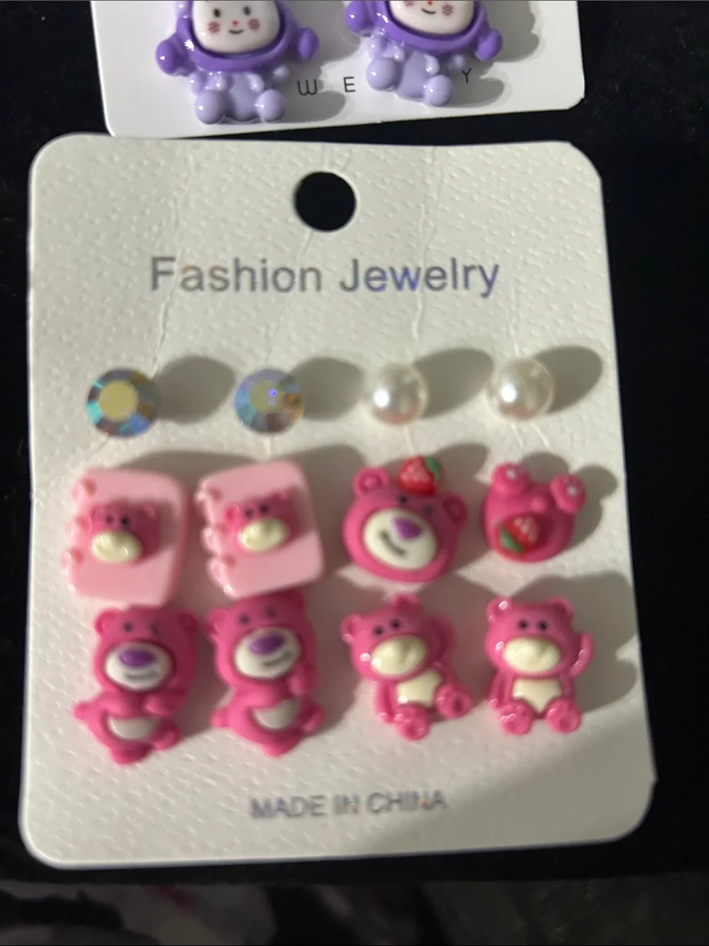 Bundle Fashion Jewelry Kids Character Earring Set — Pink & Lavender